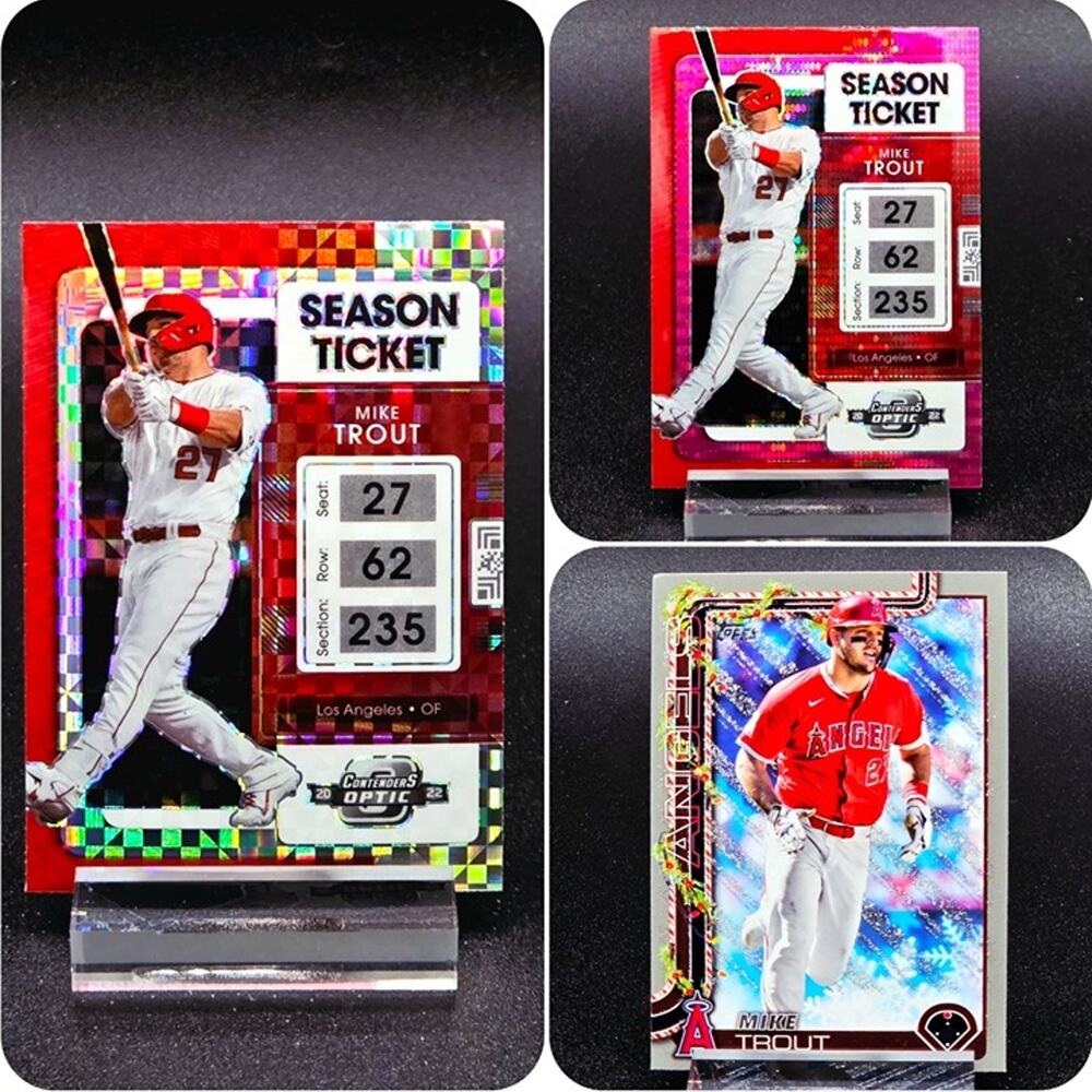 Mike Trout Holiday Silver Glitter Optic Pink Pulsar Los Angeles Angels Star